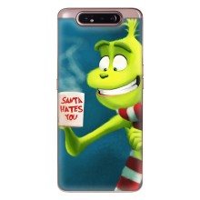 Рождественские Чехлы для Samsung Galaxy a80 2019 ( A805F ) (VPrint) (Зеленый Гринч)