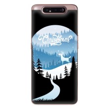 Силиконовый бампер на рождество для Samsung Galaxy a80 2019 ( A805F ) (Рождественский Олень)
