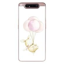 Силиконовый бампер с картинкой животных для Samsung Galaxy a80 2019 ( A805F ) – Кролик и шарики