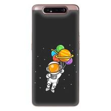 Силиконовый Чехол с принтом "Космонавты" на Samsung Galaxy a80 2019 ( A805F ) – Космонавт с шариками