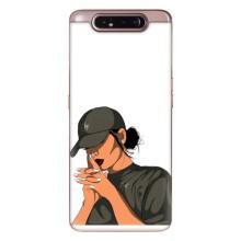Силиконовый Чехол на Samsung Galaxy a80 2019 ( A805F ) с картинкой Стильных Девушек (В зеленом)
