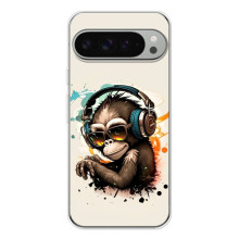 Чехол с Обезьянами Google Pixel 10 Pro XL - (AlphaPrint) – Макака в наушниках