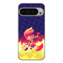 Чехол (ТПУ) с героями Бравл Старс на Google Pixel 10 Pro XL (Пенни в огне)