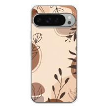 Чехол с цветочным принтом на Пиксель 10 Про ХЛ (Коричневые цветы)