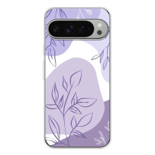 Силиконовый чехол с принтом в цветах на Google Pixel 10 Pro XL (Фиолетовый дизайн)