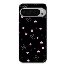 Чехол с розовым рисунком для Google Pixel 10 Pro XL – Розовые цветы на черном