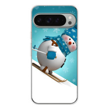 Чехол с зимним принтом для Пиксель 10 Про ХЛ (Лыжник)