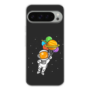 Силиконовый Чехол с принтом "Космонавты" на Google Pixel 10 Pro XL – Космонавт с шариками
