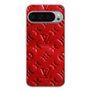 Текстурный Чехол Louis Vuitton для Пиксель 10 Про ХЛ (Красный ЛВ)