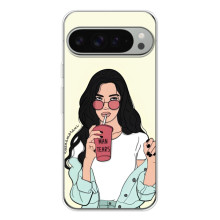 Силиконовый Чехол на Google Pixel 10 Pro XL с картинкой Стильных Девушек (С напитком)