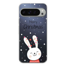 Зимние Чехлы для Пиксель 10 Про ХЛ - прозрачный фон (Рождественский заяц)