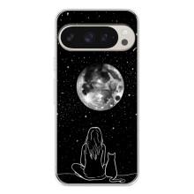 Чехол с рисунком кот на Google Pixel 10 Pro – Девушка с котом