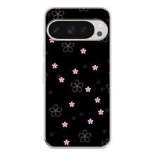 Чехол с розовым рисунком для Google Pixel 10 Pro – Розовые цветы на черном