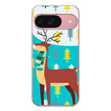 Силиконовый бампер с картинкой животных для Google Pixel 10 Pro (Олень с шарфом)