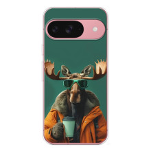 Чохол з принтом стильні тварини для Піксель 10 (Лось з кавою)