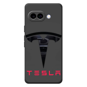 Силиконовый бампер с картинкой машины на Google Pixel 10a – Logo TESLA