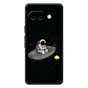 Силиконовый Чехол с принтом "Космонавты" на Google Pixel 10a – Космонавт на рыбалке