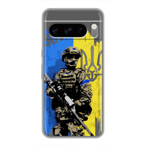 Чехол с украинским воином на Google Pixel 11 – Воин с гербом