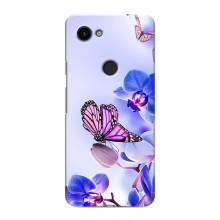 Чехлы с Цветами для Google Pixel 3 XL (VPrint) (Бабочка на цветочке)