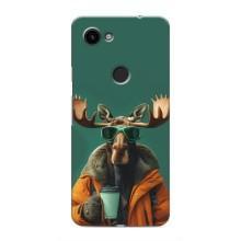 Чехол с принтом стильные животные для Гугл Пиксель 3 Хл – Лось с кофе