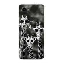 Силиконовый чехол с КАРТИНКАМИ лето для Google Pixel 3 XL (AlphaPrint) (Жирафы в очках)
