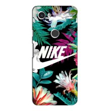 Силиконовый Чехол на Google Pixel 3a XL с картинкой Nike – Цветочный Nike