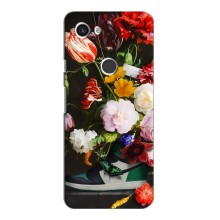 Брендновые Чехлы для Google Pixel 3a - (PREMIUMPrint) (Nike цветы)