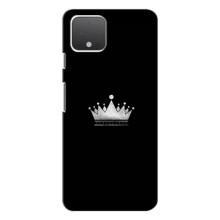 Чехол (Корона на чёрном фоне) для Гугл Пиксель 4 – Белая корона