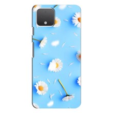 Чохол з Квітами для Google Pixel 4 (ромашки на блакитному)