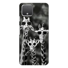 Силиконовый чехол с КАРТИНКАМИ лето для Google Pixel 4 (AlphaPrint) (Жирафы в очках)