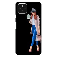 Чехол с картинкой Модные Девчонки Google Pixel 4a 5G (Девушка со смартфоном)
