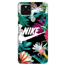 Силиконовый Чехол на Google Pixel 4a 5G с картинкой Nike (Цветочный Nike)