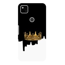Чехол (Корона на чёрном фоне) для Гугл Пиксель 4а – Золотая корона