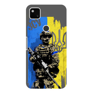 Чохол з українським воїном на Google Pixel 4a – Воїн з гербом