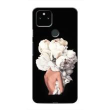 Чехлы (ART) Цветы на Google Pixel 5 (VPrint) (Белые цветы)