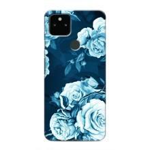Чехлы (ART) Цветы на Google Pixel 5 (VPrint) (Голубые Бутоны)