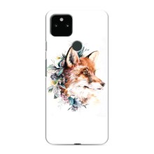 Чехлы с картинкой Лисички для Google Pixel 5 (VPrint) (Лисичка в цветочках)
