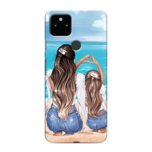 Чехол с печатью для Google Pixel 5 - (Мама с ребенком) (AlphaPrint) (Мама с доченькой)