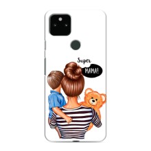 Чехол с печатью для Google Pixel 5 - (Мама с ребенком) (AlphaPrint) (Мама с сыном)