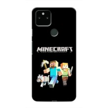 Чехол Майнкрафт на Google Pixel 5 (AlphaPrint) Minecraft (герои Minecraft)