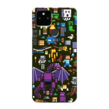 Чехол Майнкрафт на Google Pixel 5 (AlphaPrint) Minecraft (Коллаж Майнкрафт)