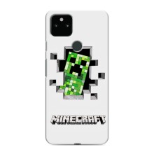 Чехол Майнкрафт на Google Pixel 5 (AlphaPrint) Minecraft (крипер Майнкрафт)