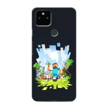 Чехол Майнкрафт на Google Pixel 5 (AlphaPrint) Minecraft (персонажи Minecraft)