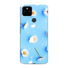 Чохол з Квітами для Google Pixel 5 (ромашки на блакитному)