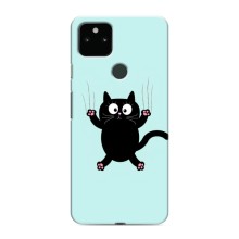 Чехол с принтом для Google Pixel 5 (AlphaPrint) Модные коты (Падающий кот)