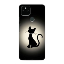 Чехол с принтом для Google Pixel 5 (AlphaPrint) Модные коты (Силуэт котика)