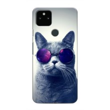 Чехол с принтом для Google Pixel 5 (AlphaPrint) Модные коты (Стильный кот)
