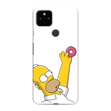 Чехол с Симпсонами для Google Pixel 5 (VPrint) (Гомер с пончиком)