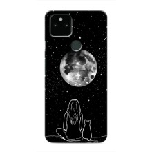 Чехол с рисунком кот на Google Pixel 5 (Девушка с котом)