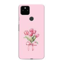 Чехол с розовым рисунком для Google Pixel 5 (Букет цветов)